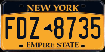 NY license plate FDZ8735