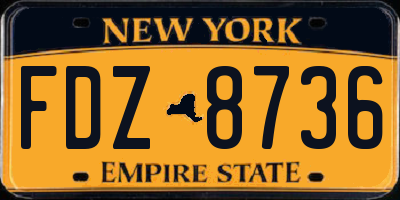 NY license plate FDZ8736
