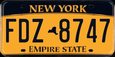 NY license plate FDZ8747