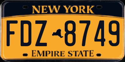 NY license plate FDZ8749