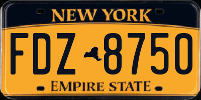 NY license plate FDZ8750