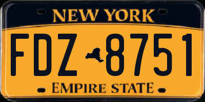 NY license plate FDZ8751