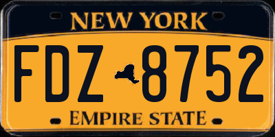 NY license plate FDZ8752