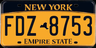 NY license plate FDZ8753