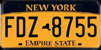 NY license plate FDZ8755
