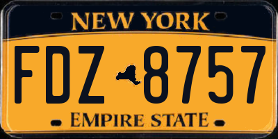 NY license plate FDZ8757