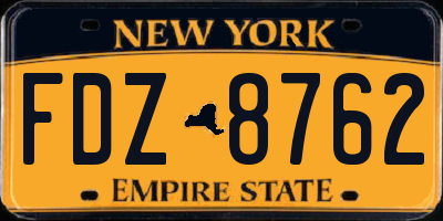 NY license plate FDZ8762