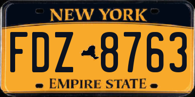 NY license plate FDZ8763