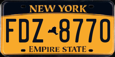 NY license plate FDZ8770