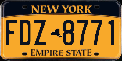 NY license plate FDZ8771