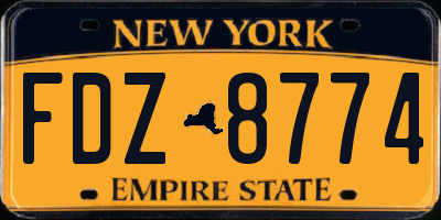 NY license plate FDZ8774