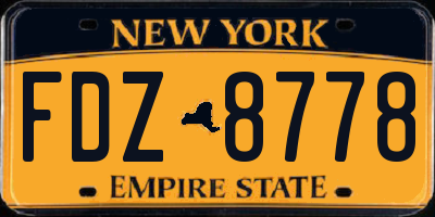NY license plate FDZ8778
