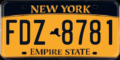 NY license plate FDZ8781