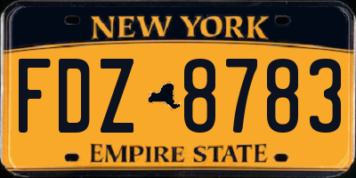 NY license plate FDZ8783