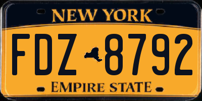 NY license plate FDZ8792