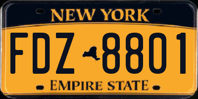NY license plate FDZ8801