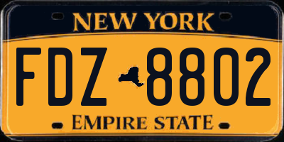 NY license plate FDZ8802