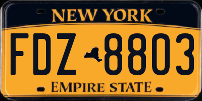 NY license plate FDZ8803