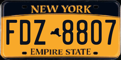 NY license plate FDZ8807