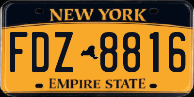 NY license plate FDZ8816