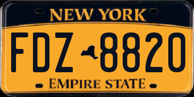 NY license plate FDZ8820