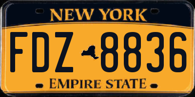 NY license plate FDZ8836