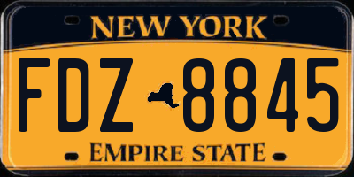 NY license plate FDZ8845