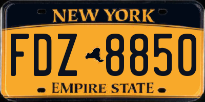 NY license plate FDZ8850