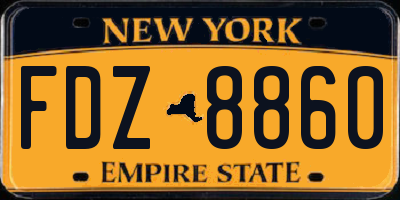 NY license plate FDZ8860