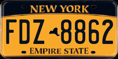 NY license plate FDZ8862