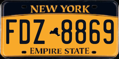 NY license plate FDZ8869