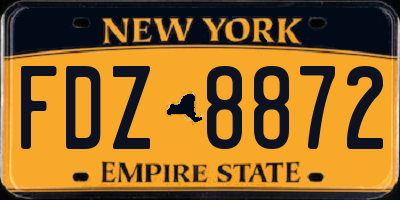 NY license plate FDZ8872