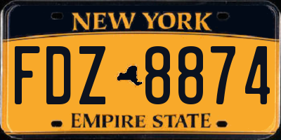 NY license plate FDZ8874