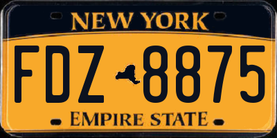NY license plate FDZ8875