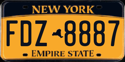 NY license plate FDZ8887