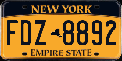 NY license plate FDZ8892