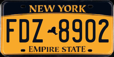 NY license plate FDZ8902