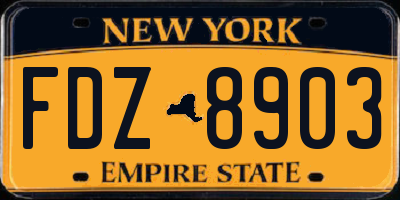 NY license plate FDZ8903