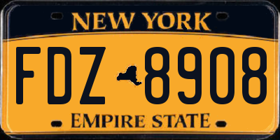 NY license plate FDZ8908
