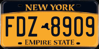 NY license plate FDZ8909