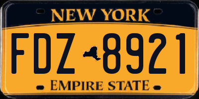 NY license plate FDZ8921