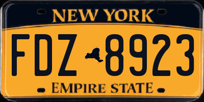 NY license plate FDZ8923