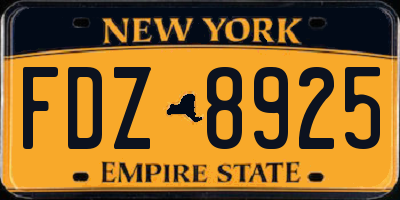 NY license plate FDZ8925