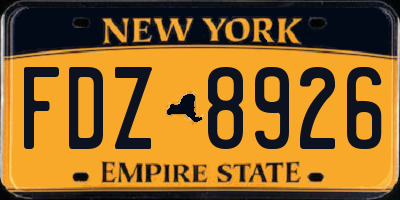 NY license plate FDZ8926