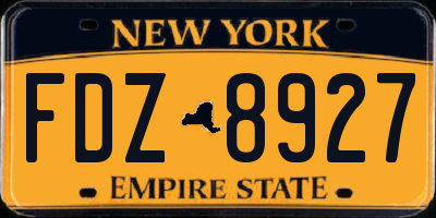 NY license plate FDZ8927