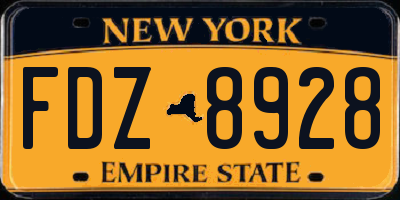 NY license plate FDZ8928