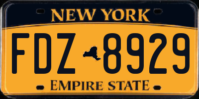 NY license plate FDZ8929