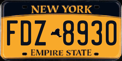 NY license plate FDZ8930