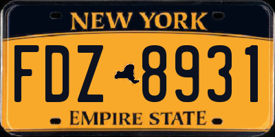 NY license plate FDZ8931
