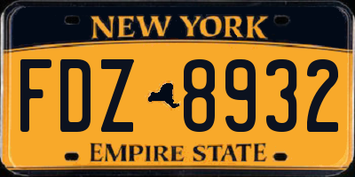 NY license plate FDZ8932